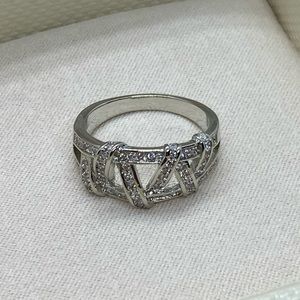White gold weave ring - Size 7